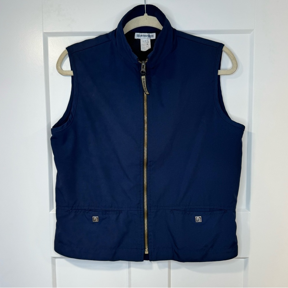 Romfh Women’s Equestrian Dry Shell Navy Blue Sz 1 Small Cinched Full Zip Vest